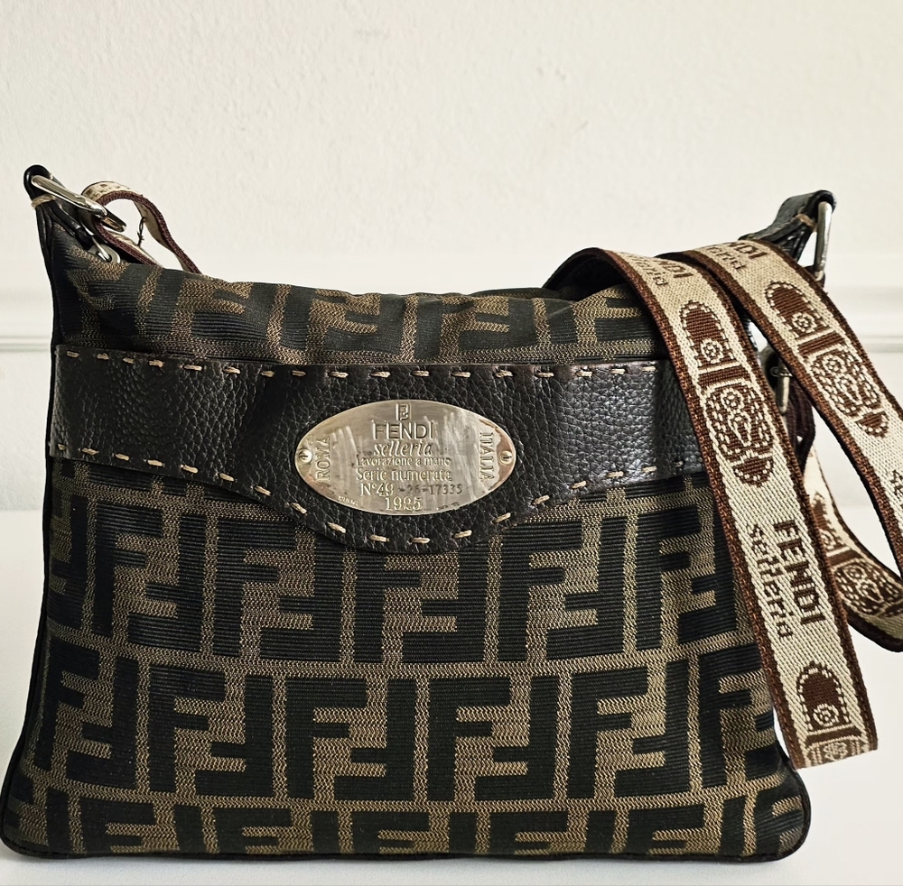 Fendi Zucca Canvas & Leather Crossbody Bag